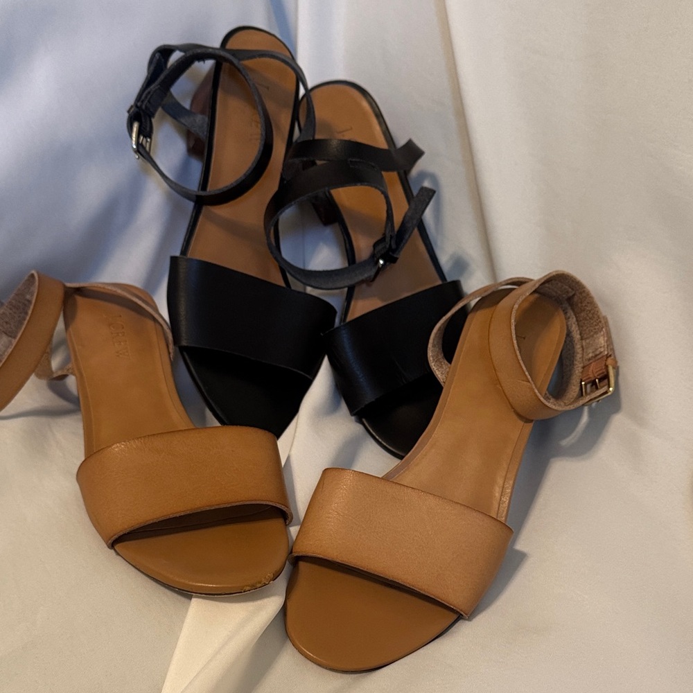 J. Crew Black and tan Leather Sandals-TWO pair!